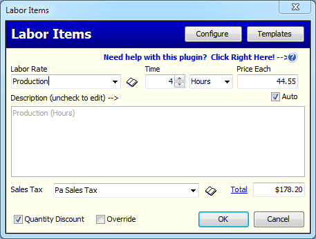 Labor Items Plugin